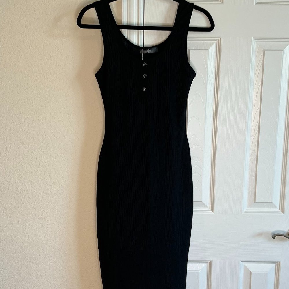 Missguided Women's Ribbed Tank Midi Dress in Black - US 2